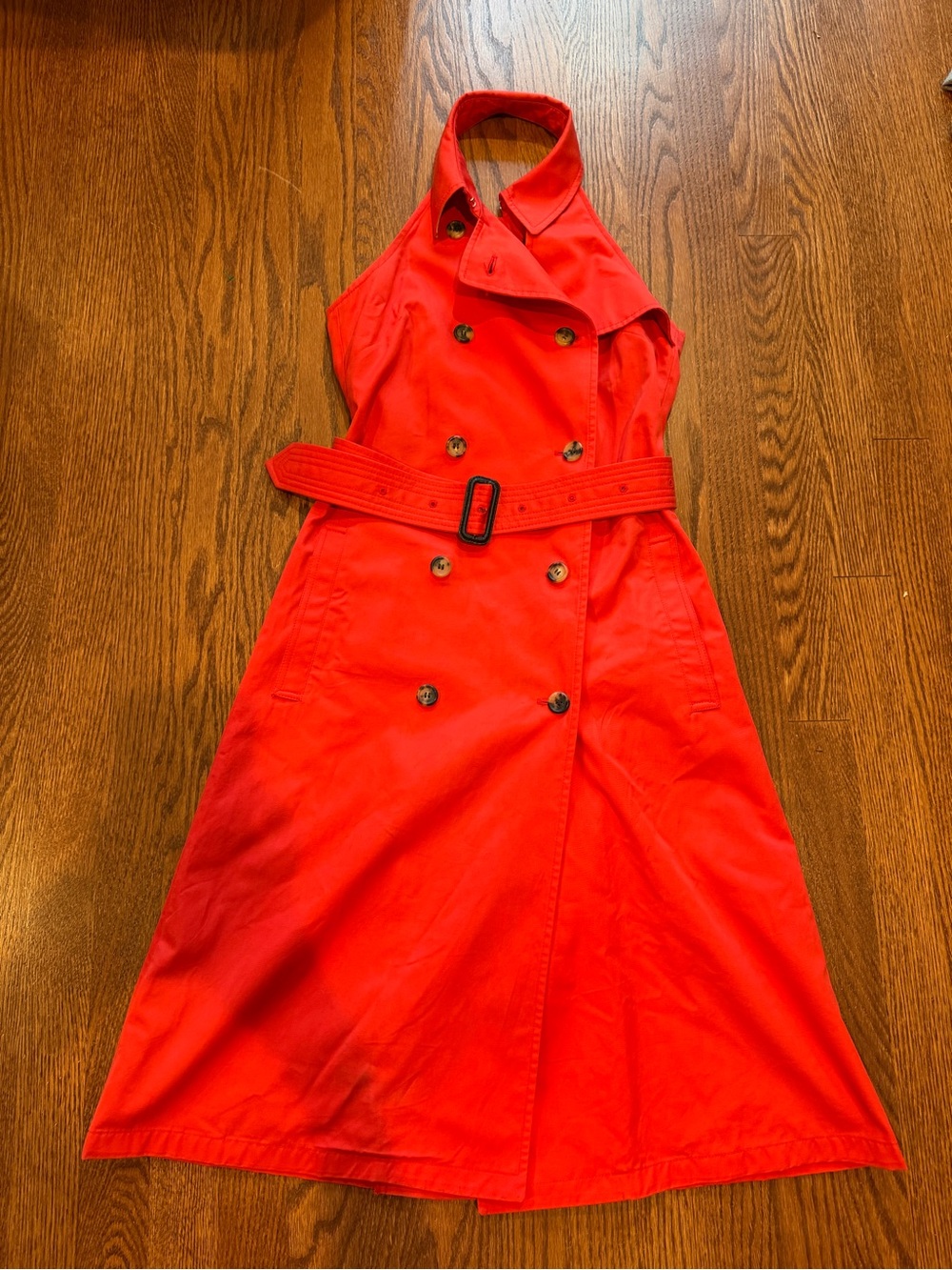Burberry Red Halter Trench Coat Dress Size 4 - Picture 1 of 9